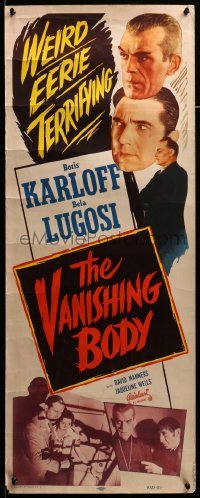 1z038 BLACK CAT insert R53 Boris Karloff, Bela Lugosi, The Vanishing Body, weird & terrifying!