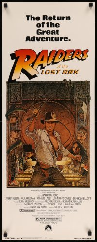 1z044 RAIDERS OF THE LOST ARK insert R82 great art of adventurer Harrison Ford by Richard Amsel!