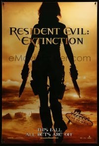 1z312 RESIDENT EVIL: EXTINCTION teaser DS 1sh '07 sexy Milla Jovovich in zombie killing action!
