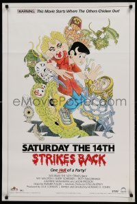 1z276 SATURDAY THE 14TH STRIKES BACK 24x36 video poster '88 wacky horror spoof art by G. Wilson!
