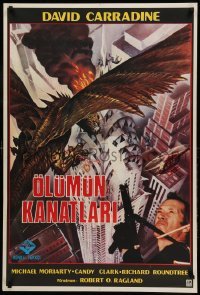 1z095 Q Turkish '84 David Carradine, cool different art of the winged serpent over New York City!