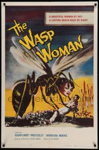 1z498 WASP WOMAN 1sh '59 most classic art of Roger Corman's lusting human-headed insect queen!