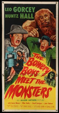 2a105 BOWERY BOYS MEET THE MONSTERS 3sh '54 great image of Huntz Hall & Leo Gorcey with ape, rare!