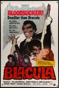 2a207 BLACULA 40x60 '72 black vampire William Marshall is deadlier than Dracula, great image!