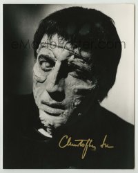 2a026 CHRISTOPHER LEE signed 8x10 REPRO still '80s c/u in full makeup from Curse of Frankenstein!