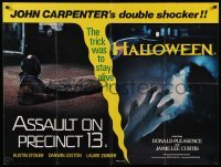 2a231 ASSAULT ON PRECINCT 13/HALLOWEEN British quad '79 different images for both movies!