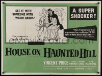 2a233 HOUSE ON HAUNTED HILL British quad 1959 different art of Devil in theater with scared girl!