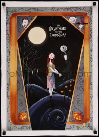 2a136 NIGHTMARE BEFORE CHRISTMAS linen 15x21 Chilean commercial poster '00 Jack & Sally hold hands!