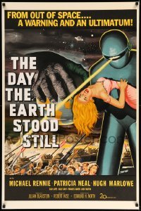2a256 DAY THE EARTH STOOD STILL S2 recreation 1sh 2001 classic art of Gort holding Patricia Neal!