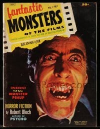 2a296 FANTASTIC MONSTERS OF THE FILMS vol 1 no 1 magazine 1962 Christopher Lee as Count Dracula!