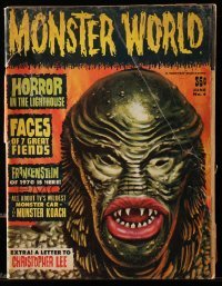 2a313 MONSTER WORLD magazine June 1965 Vic Prezio art of the Creature from the Black Lagoon!