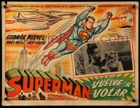 2a064 SUPERMAN FLIES AGAIN Mexican LC '63 George Reeves in costume in border art AND inset w/ dog!