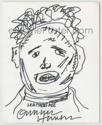 2a022 GUNNAR HANSEN signed 8x10 drawing '93 he drew himself as Leatherface from Chainsaw Massacre!