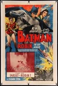 2a181 NEW ADVENTURES OF BATMAN & ROBIN linen chapter 6 1sh '49 art of both stars + Batman in inset!