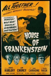 2a080 HOUSE OF FRANKENSTEIN pressbook R50 Boris Karloff, Lon Chaney Jr., images with all monsters!