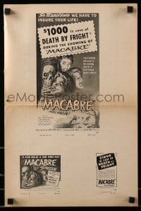 2a084 MACABRE pressbook '58 William Castle, $1000 in case of DEATH by FRIGHT!