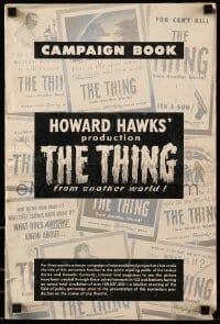 2a089 THING pressbook '51 James Arness, Kenneth Tobey, Howard Hawks classic horror!