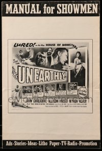 2a092 UNEARTHLY pressbook '57 John Carradine & sexy Sally Todd lured to the house of monsters!