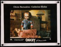 2a131 CHILD'S PLAY linen 13x18 South American '88 creepy image of Chucky with misspelled credits!