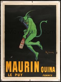 2a121 MAURIN QUINA linen 46x62 French liquor poster 1906 great green devil art by Cappiello, rare!