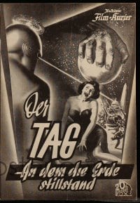 2a012 DAY THE EARTH STOOD STILL Austrian program '53 different images of Patricia Neal & Gort!