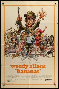 2b049 BANANAS 1sh '71 great artwork of Woody Allen by E.C. Comics artist Jack Davis!