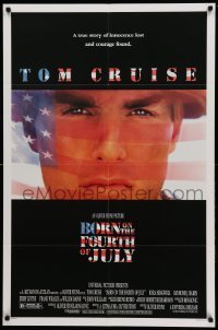 2b102 BORN ON THE FOURTH OF JULY 1sh '89 Oliver Stone, great patriotic image of Tom Cruise!