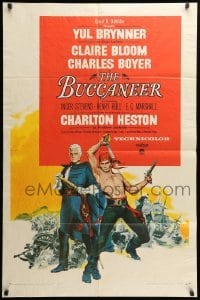 2b113 BUCCANEER 1sh '58 Yul Brynner, Charlton Heston, directed by Anthony Quinn!