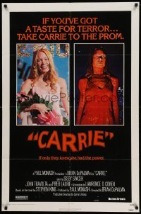 2b124 CARRIE 1sh '76 Stephen King, Sissy Spacek before and after her bloodbath at the prom!