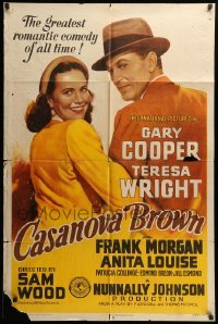 2b125 CASANOVA BROWN 1sh '44 art of Gary Cooper & Teresa Wright, greatest romantic comedy of all!