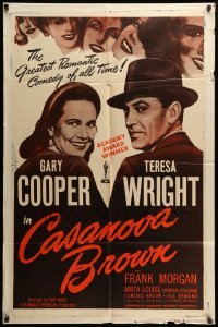 2b126 CASANOVA BROWN 1sh R53 great lover Gary Cooper loves Teresa Wright, Academy Award winner!
