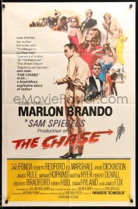 2b133 CHASE 1sh '66 Marlon Brando, Jane Fonda, Robert Redford, directed by Arthur Penn