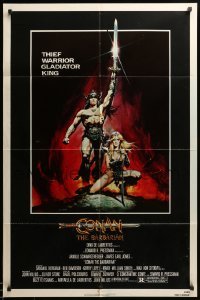 2b150 CONAN THE BARBARIAN 1sh '82 Arnold Schwarzenegger & sexy Sandahl Bergman by Casaro!