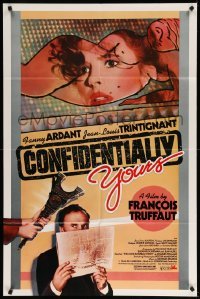 2b151 CONFIDENTIALLY YOURS 1sh '83 Francois Truffaut's Vivement Dimanche, Fanny Ardant!