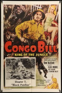 2b152 CONGO BILL chapter 7 1sh R57 Don McGuire, sexy Cleo Moore, Black Panther!