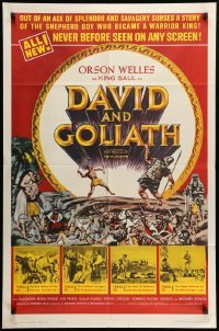2b163 DAVID & GOLIATH 1sh '61 Orson Welles as King Saul, the shepherd who became a warrior king!