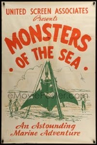 2b181 DEVIL MONSTER 1sh R30s Monsters of the Sea, cool artwork of giant manta ray!