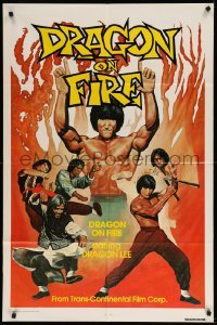 2b194 DRAGON ON FIRE 1sh '80 Godfrey Ho, Dragon Lee, wild martial arts action!