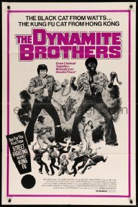 2b197 DYNAMITE BROTHERS 1sh '73 blaxploitation, Kung Fu Cat from Hong Kong & Black Cat from Watts!