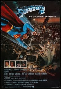 2b829 SUPERMAN II English 1sh '81 Christopher Reeve, Terence Stamp, great Goozee art over NYC!