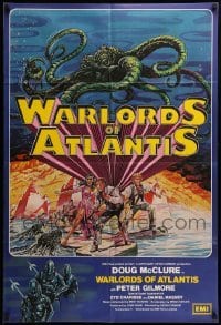 2b946 WARLORDS OF ATLANTIS English 1sh '78 really cool fantasy art with monsters by Josh Kirby!