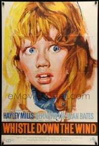 2b968 WHISTLE DOWN THE WIND English 1sh '62 Bryan Forbes, close-up artwork of Hayley Mills!