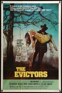 2b213 EVICTORS 1sh '79 Vic Morrow, directed by Charles B. Pierce, wild Drew Struzan art!