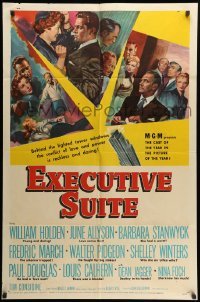 2b215 EXECUTIVE SUITE 1sh '54 William Holden, Barbara Stanwyck, Fredric March, June Allyson!
