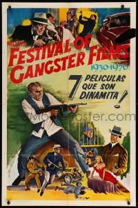 2b226 FESTIVAL OF GANGSTER FILMS 1930-1970 1sh '70 art of James Cagney w/tommy gun!