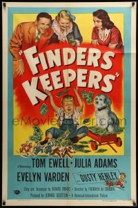 2b229 FINDERS KEEPERS 1sh '52 Tom Ewell, Julia Adams, Evelyn Varden, wacky art of rich boy