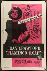 2b239 FLAMINGO ROAD 1sh '49 Michael Curtiz, ultimate image of smoking bad girl Joan Crawford!