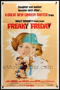 2b251 FREAKY FRIDAY revised 1sh '77 Jodie Foster switches bodies with Barbara Harris, Disney!
