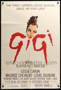 2b266 GIGI 1sh '58 art of winking Leslie Caron, Best Director & Best Picture winner!