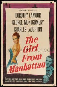 2b269 GIRL FROM MANHATTAN 1sh '48 George Montgomery, art of sexy Dorothy Lamour!